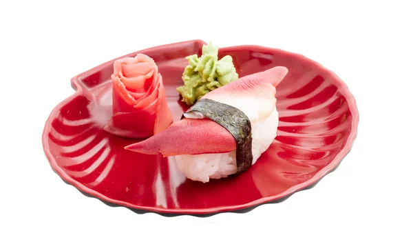 Hokkigai puhatestű sushi fehér háttér — Stock Fotó