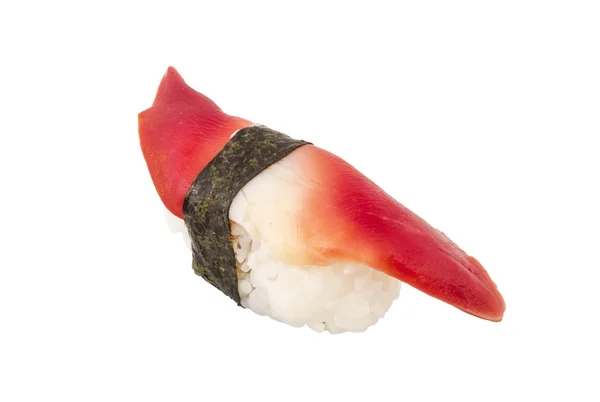 白い背景の上のホッキガイ軟体動物寿司 — ストック写真