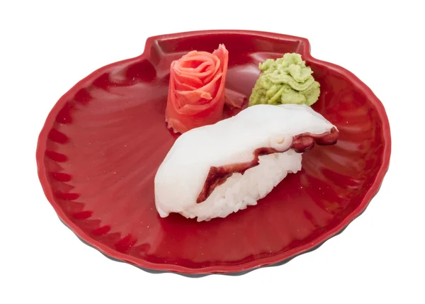 Japońskie sushi z ośmiornicą mięso na białym tle — Zdjęcie stockowe