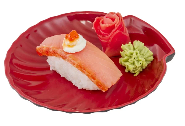 Σολομού σούσι με λευκό φόντο — Φωτογραφία Αρχείου