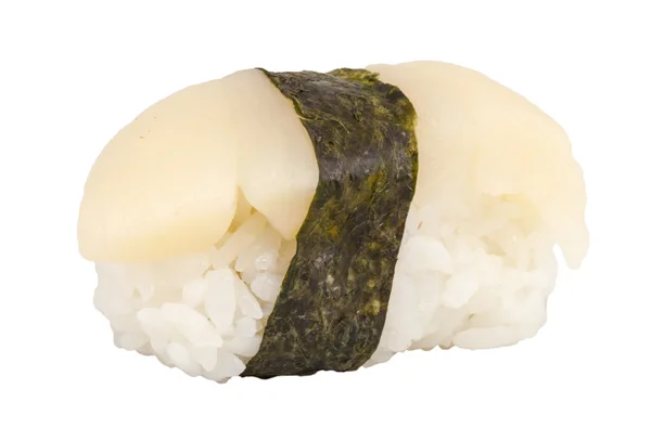 초밥은 가리비 흰색 배경에 고립의 조각 hotate — 스톡 사진
