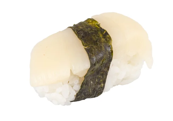Sushi hotate con rebanada de vieira aislada sobre fondo blanco —  Fotos de Stock