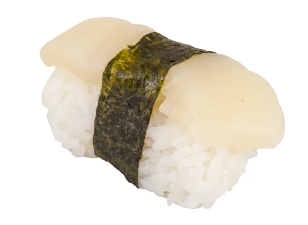 寿司扇贝与孤立在白色背景上的扇贝切片 — 图库照片