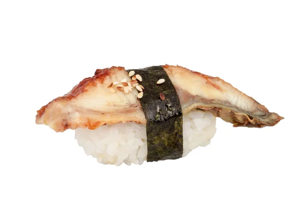 鳗鱼寿司。白上孤立. — 图库照片