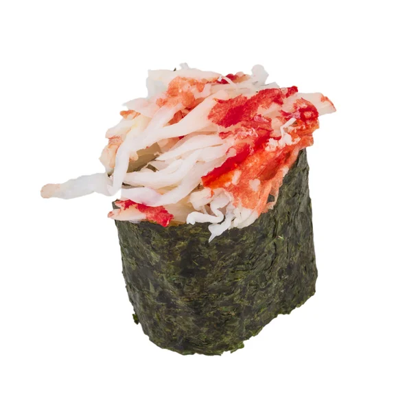 Sushi-Kani mit sautierten Scheiben Krabbengarnelen isoliert auf weißem B — Stockfoto