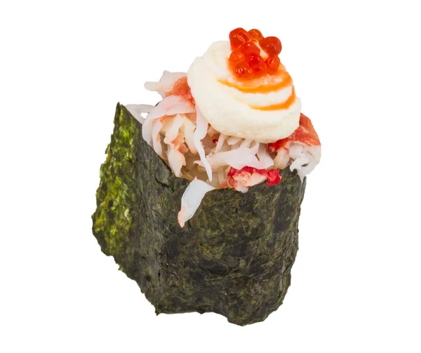Sushi kani med sauced skivor av krabba räkor isolerad på vita b — Stockfoto