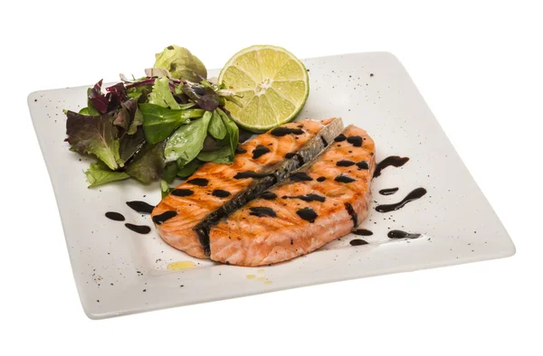 Fracção de peixe salgado: filé de salmão norueguês torrado guarnecido — Fotografia de Stock