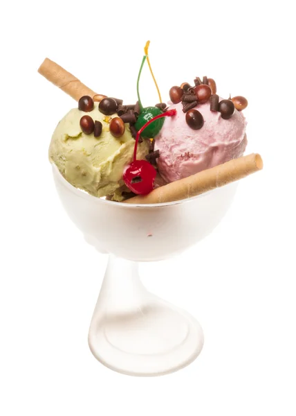 Yogurt dan es krim coklat dalam mangkuk dekat — Stok Foto