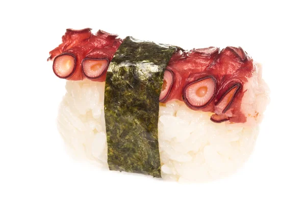 Sushi japonais avec poulpe de viande sur fond blanc — Photo