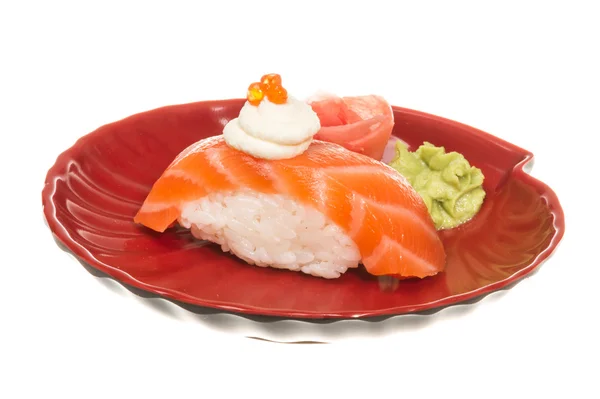 Sushi di salmone su sfondo bianco — Foto Stock
