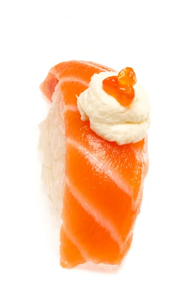 Sushi de somon pe fundal alb — Fotografie, imagine de stoc