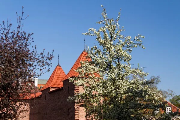 stock image Sights of Poland. Warsaw Old Town with Renaissance Barbican