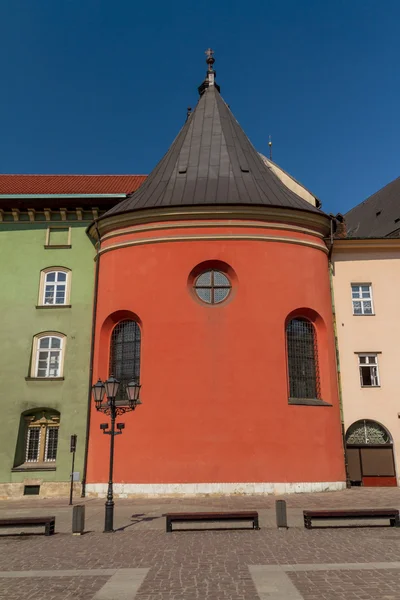 stock image Buildings on small square in old town of Krakow