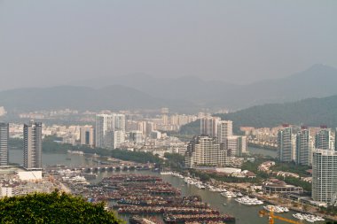 China Hainan island, city of Sanya aerial view clipart