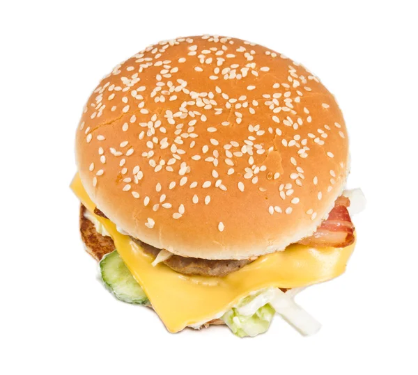 Hamburger izolat pe alb — Fotografie, imagine de stoc