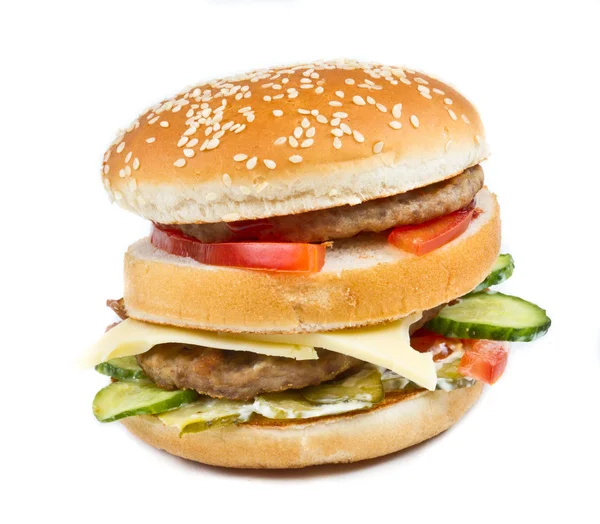 흰 바탕에 분리 된 햄버거 — 스톡 사진