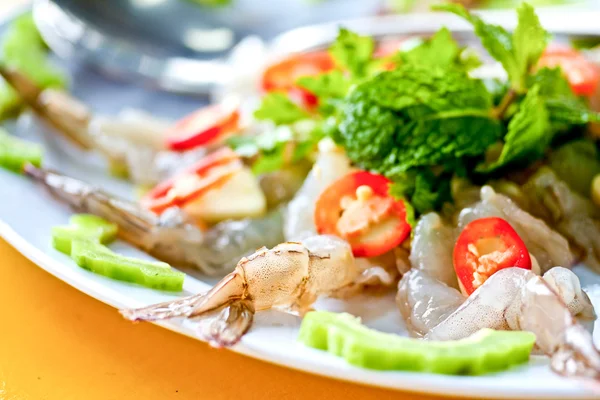 Platos tailandeses - Camarones crudos — Foto de Stock