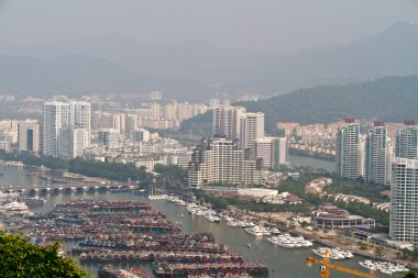 China Hainan island, city of Sanya aerial view clipart