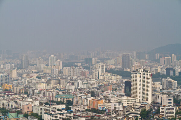 China Hainan island, city of Sanya aerial view