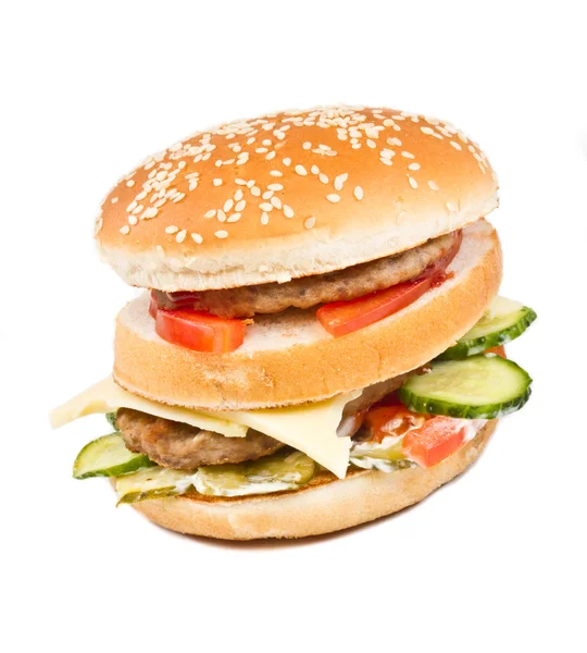 흰 바탕에 분리 된 햄버거 — 스톡 사진