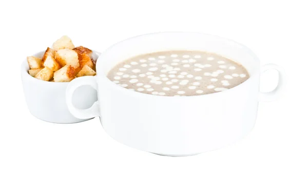 Zuppa di funghi con crostino — Foto Stock