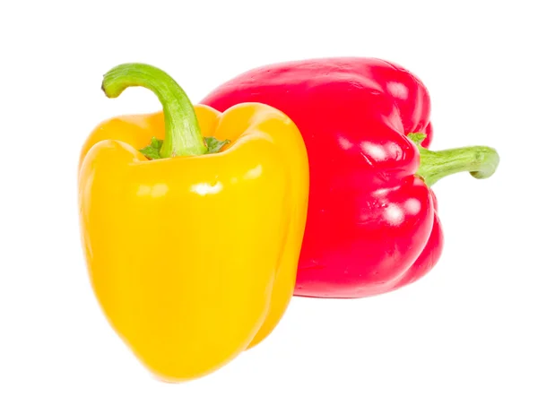 Piros és sárga paprika, elszigetelt fehér background — Stock Fotó