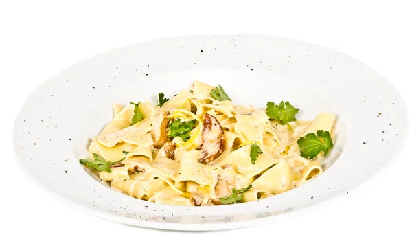 Pasta with mushrooms and parmesan cheese — Stock Photo, Image