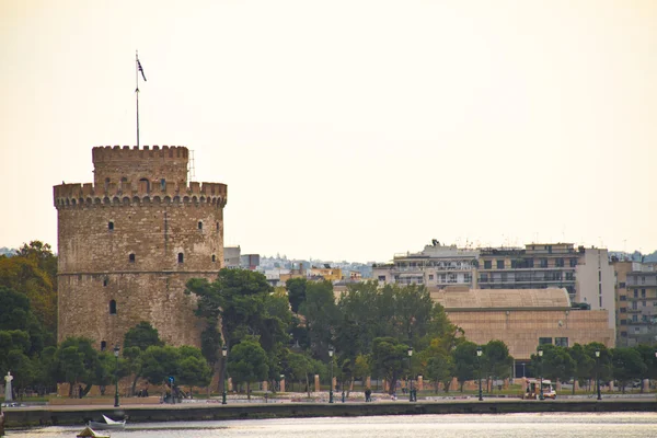 stock image The white tower at Thessaloniki city in Greece