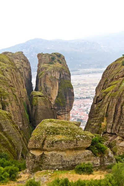 stock image Meteora cliffs and monasteries