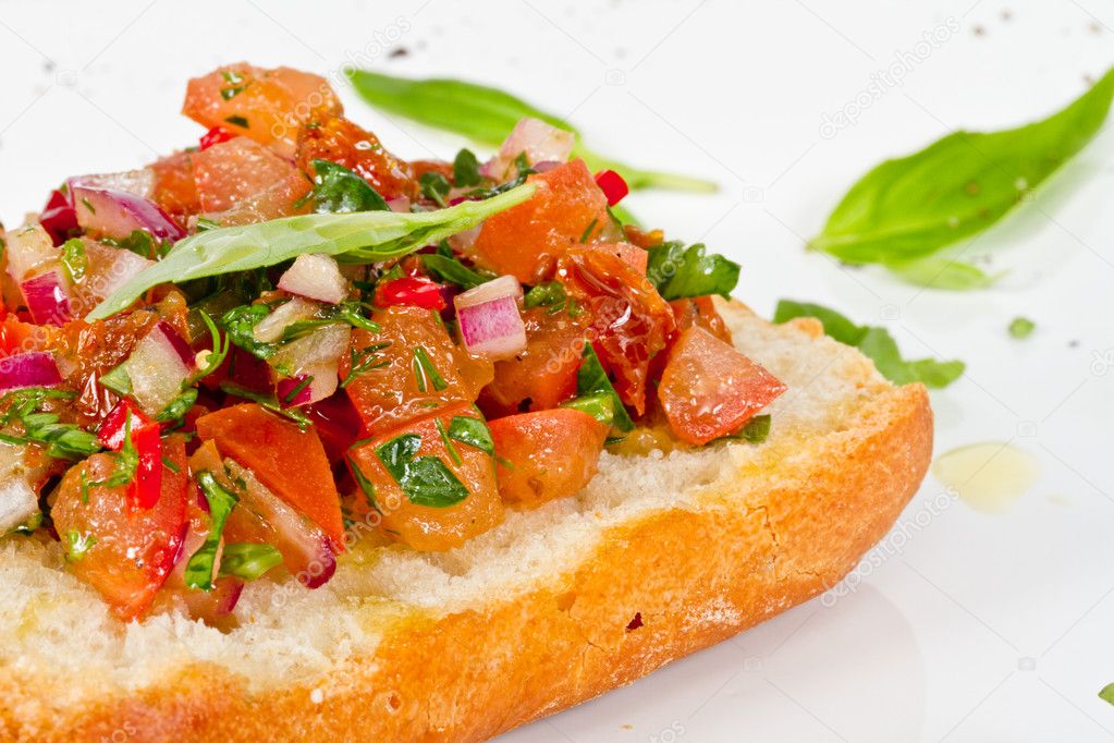 Bruschetta( Italian Toasted Garlic Bread ) with tomato