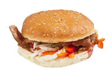 Hamburger beyazda izole edilmiş.