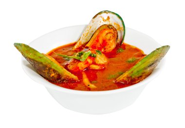 Delicious mediterranean seafood soup clipart