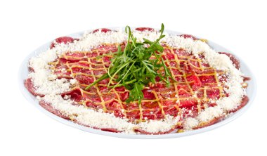 Et (biftek) ile Parmesan peyniri ve ruccola Carpaccio