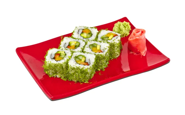 Japan vegetarian roll with dill and vegetables — Stock Photo, Image