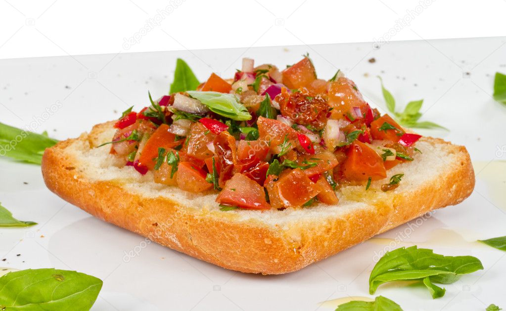 Bruschetta( Italian Toasted Garlic Bread ) with tomato