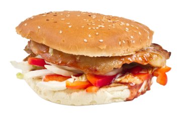 Hamburger beyazda izole edilmiş.