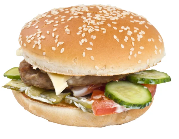 Hamburger geïsoleerd op wit — Stockfoto