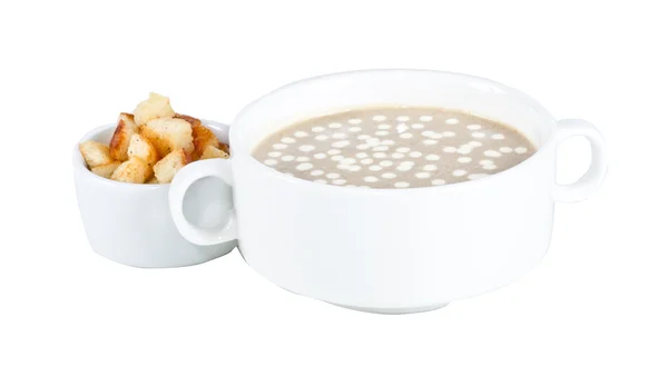 Houbová polévka s krutonem — Stock fotografie
