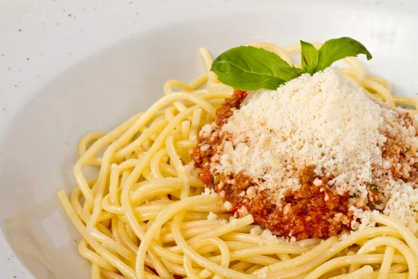 Паста Спагетті з томатним яловичим соусом — стокове фото