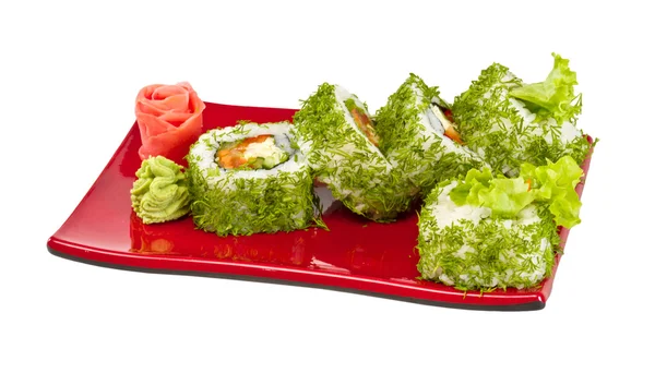 Japan vegetarian roll with dill and vegetables — Stock Photo, Image