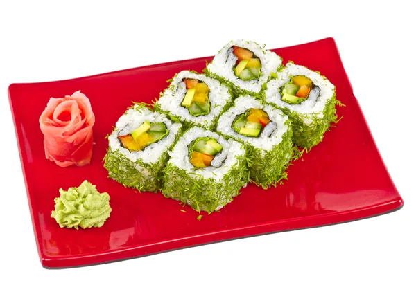 Japanisches vegetarisches Brötchen mit Dill und Gemüse — Stockfoto