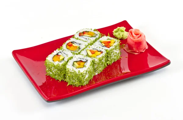 Rollo vegetariano japonés con verduras de eneldo — Foto de Stock