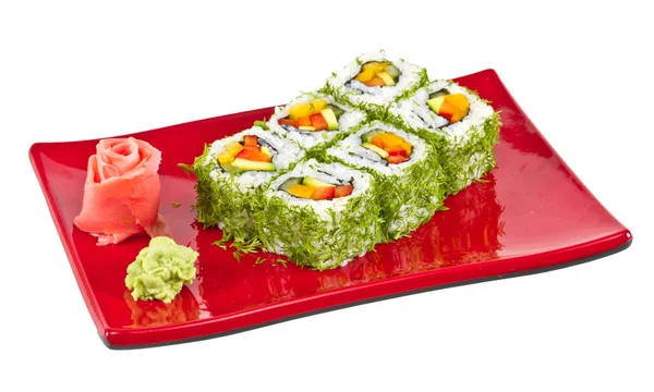 Japan vegetarian roll with dill vegetables — Stock Photo, Image