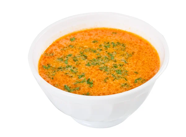 A plate of soup on a white background — Stock Photo, Image