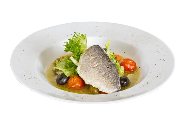 Soupe de poisson avec dorado et légumes — Photo