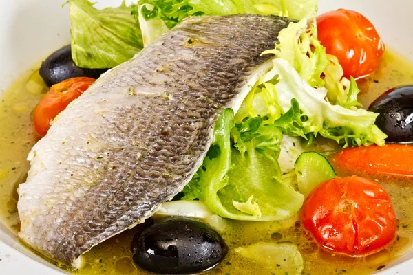 stock image Fish soup with dorado and vegetables