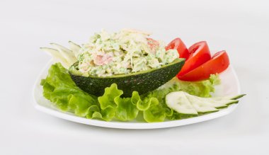 Yengeç eti salata avokado - Japonya mutfak yeşil havyar ile