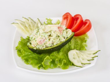 Yengeç eti salata avokado - Japonya mutfak yeşil havyar ile