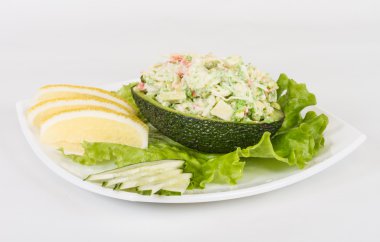 Yengeç eti salata avokado - Japonya mutfak yeşil havyar ile