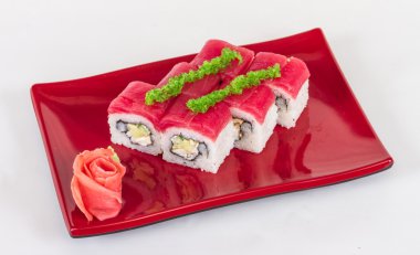 Maki sushi - rulo Yengeç, avokado, salatalık içinde yaptı. taze